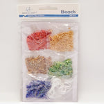 35g Bead Kit Set with Beading String 3-15mm-Gold, Red, Green, Royal Blue and Bronze
