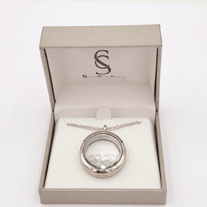 Floating Locket Necklace with White Stones