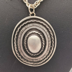 Handcrafted Sweden Retro Modernist Medal Tin/Pewter Necklace