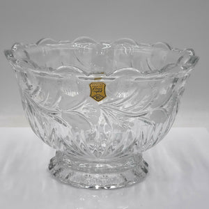 Genuine Hand Cut Lead Crystal Bowl with Etched Flowers- Made in Poland
