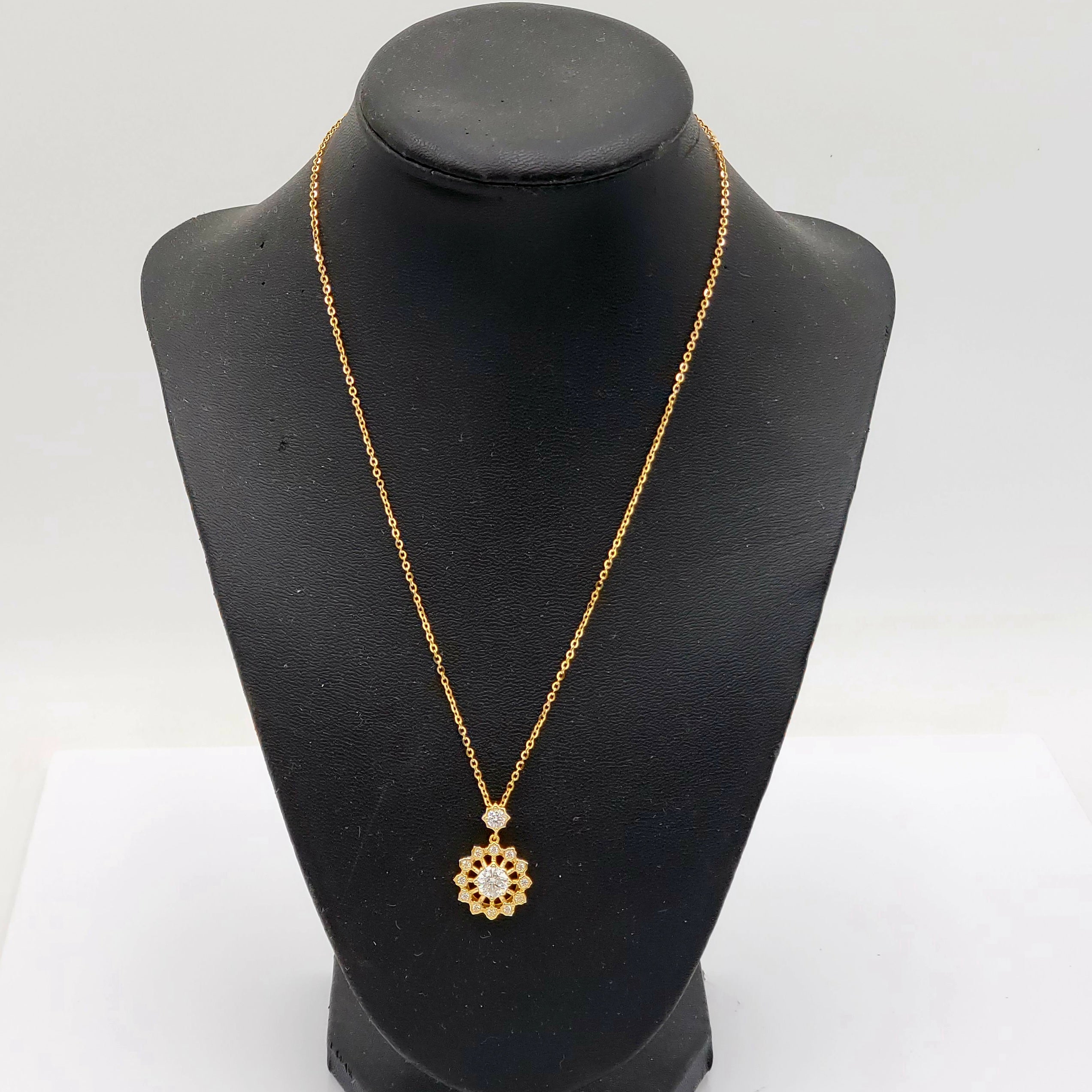 Diamond Flower Pendant Necklace