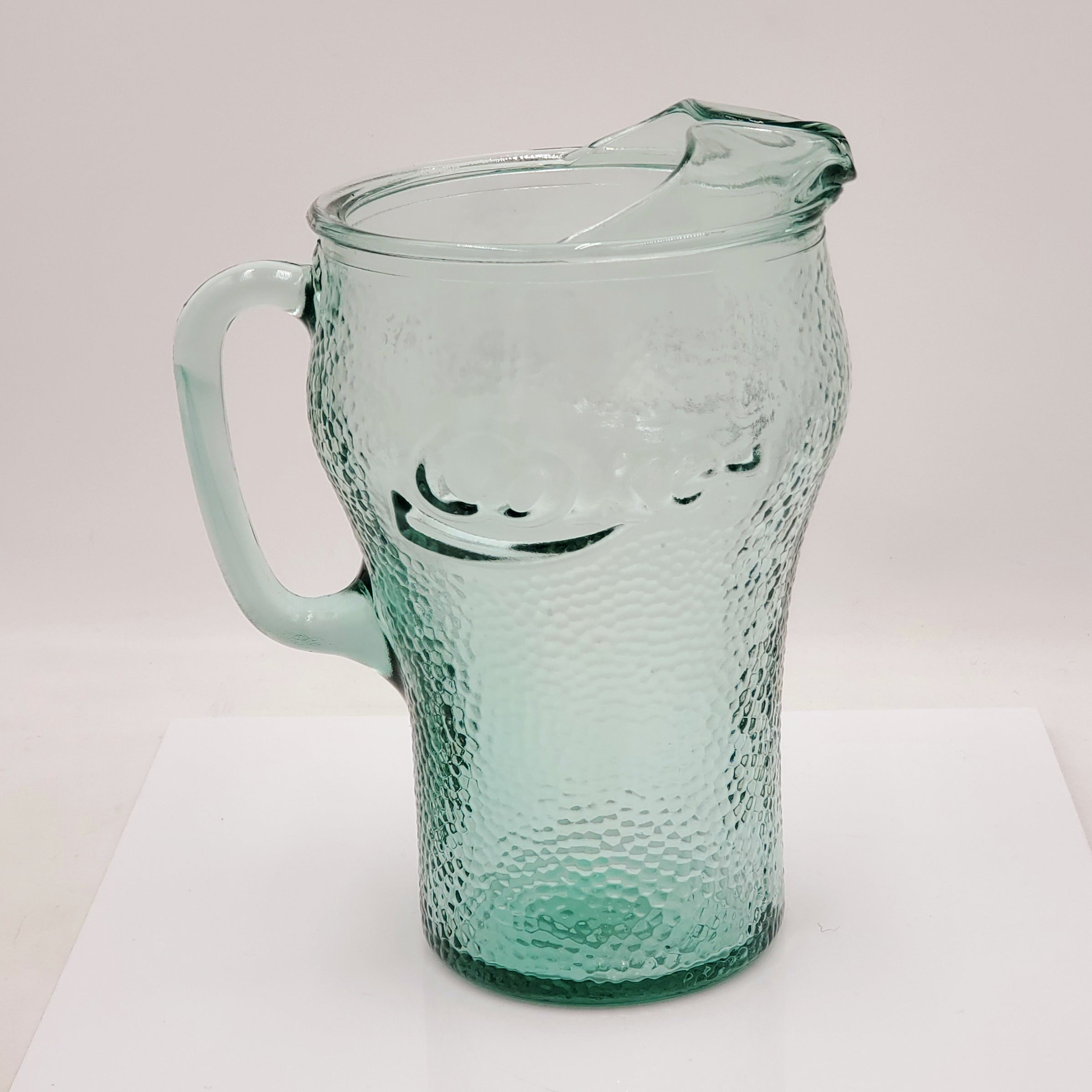 Coca-Cola Green Pebbled Glass Pitcher