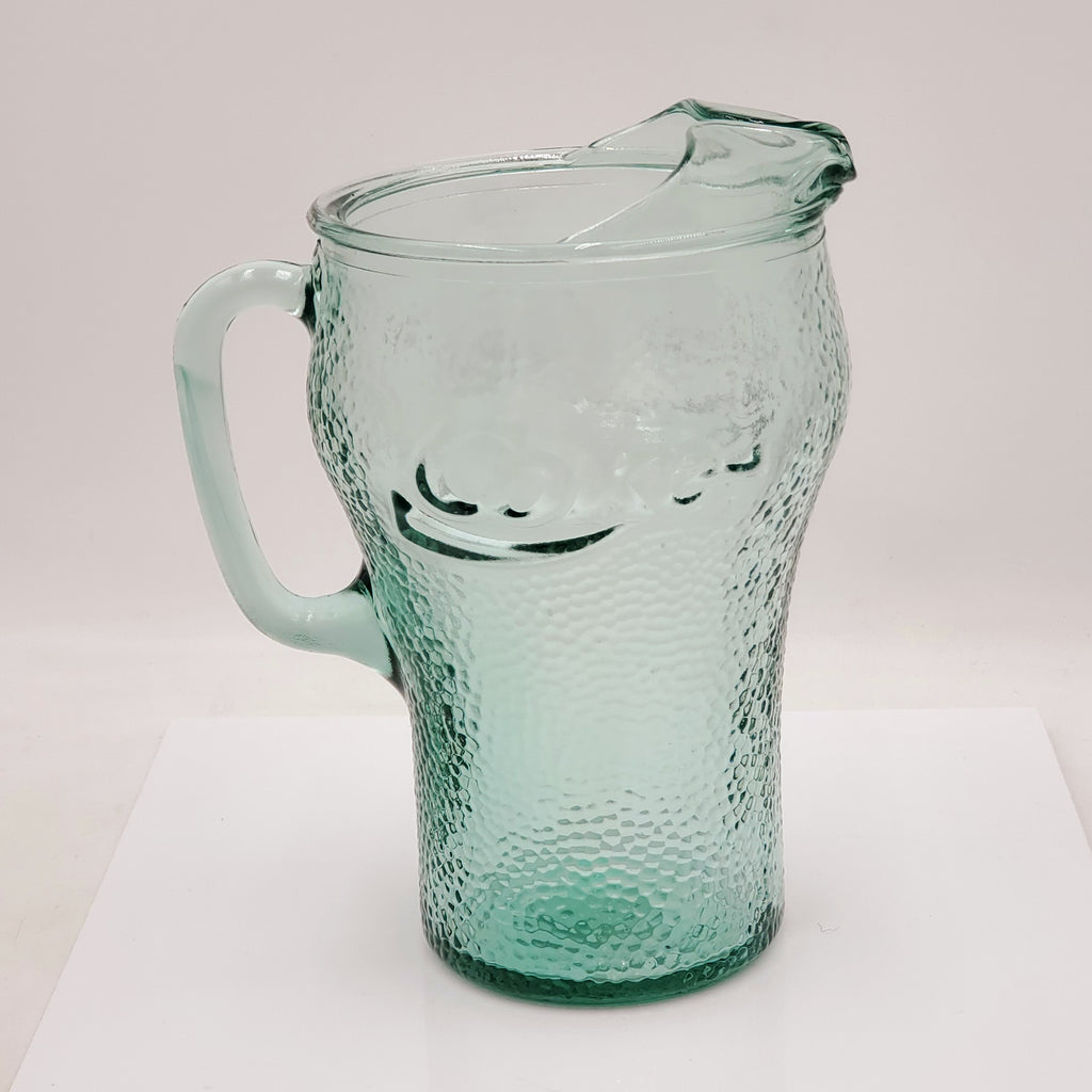 Coca-Cola Green Pebbled Glass Pitcher