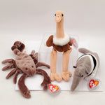 1997 Beanie Babies 3 Pack-Ants the Anteater, Stretch the Ostrich and Stinger the Scorpion