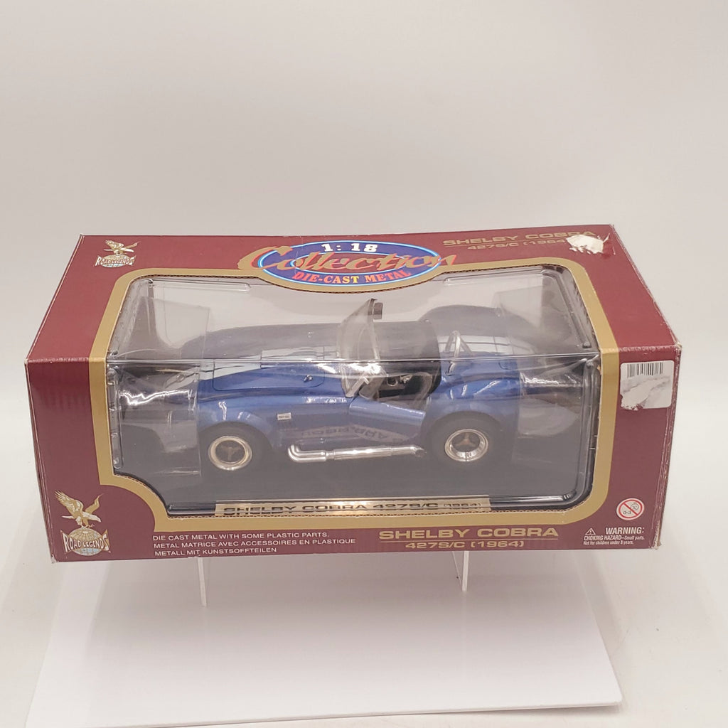 Road Legends 1/18 1964 Shelby Cobra 427 S/C Die Cast Blue with Stripes In Original Box