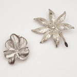 2 Piece Silver Leaf and Floral Brooch Set