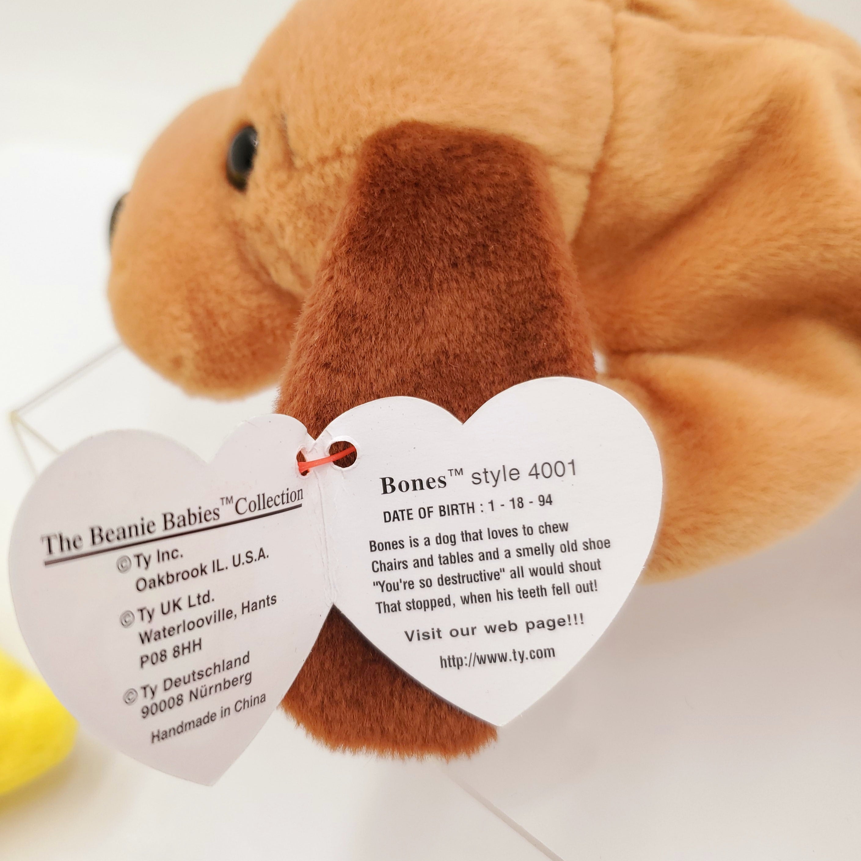 1994 Beanie Babies 2 Pack-Bones the Dog and Quackers the Duck