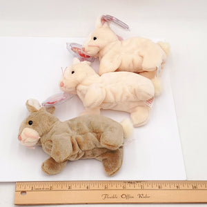 1998 Beanie Babies 3 Pack- Nibbly the Rabbit and 2 of the Nibbler the Rabbits