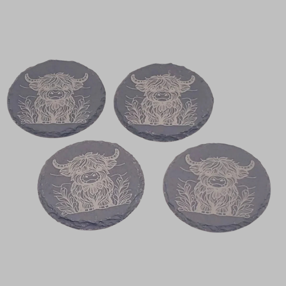 4 pack Highland Cow Slate Coater Set