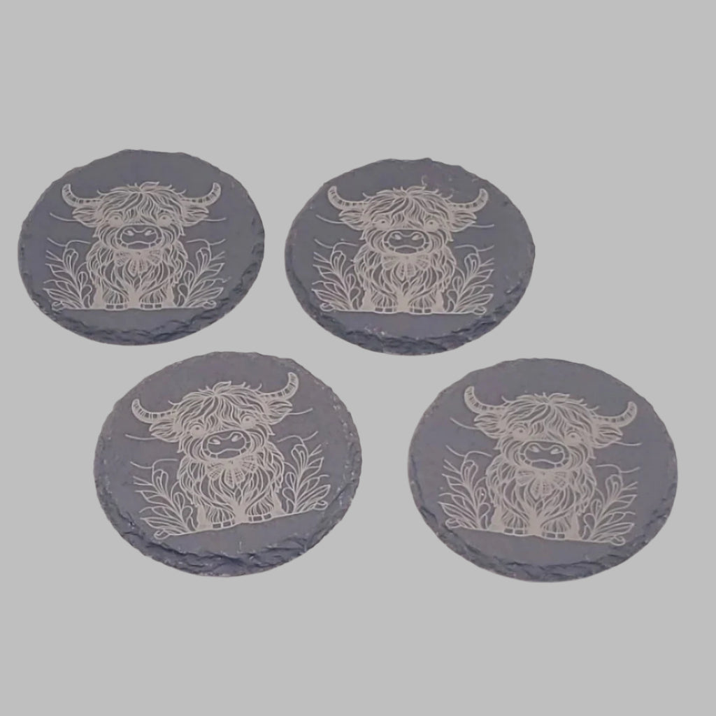 4 pack Highland Cow Slate Coater Set