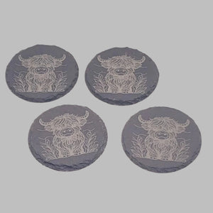 4 pack Highland Cow Slate Coater Set