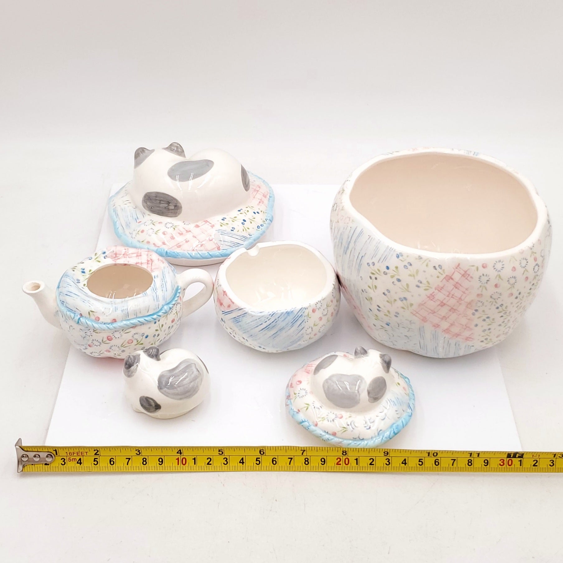 San Francisco Tsune Takahashi Ceramic Cat Themed Set- Including a Canister, Sugar Bowl and a Teapot.- Made in Japan