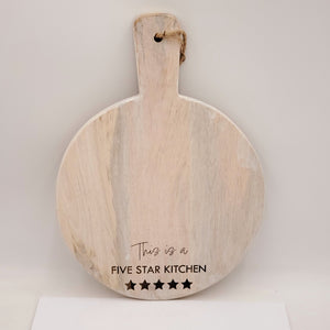 Engraved Wooden Circle Cutting Boards w/Handle & Rope Hanger