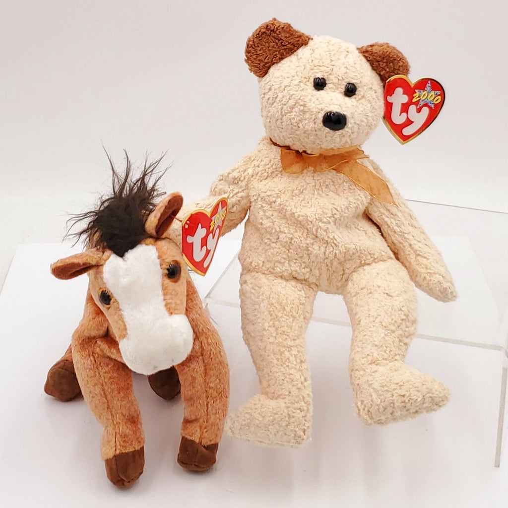 2000 Beanie Babies 2 Pack- Oats the Horse and Huggy the Bear