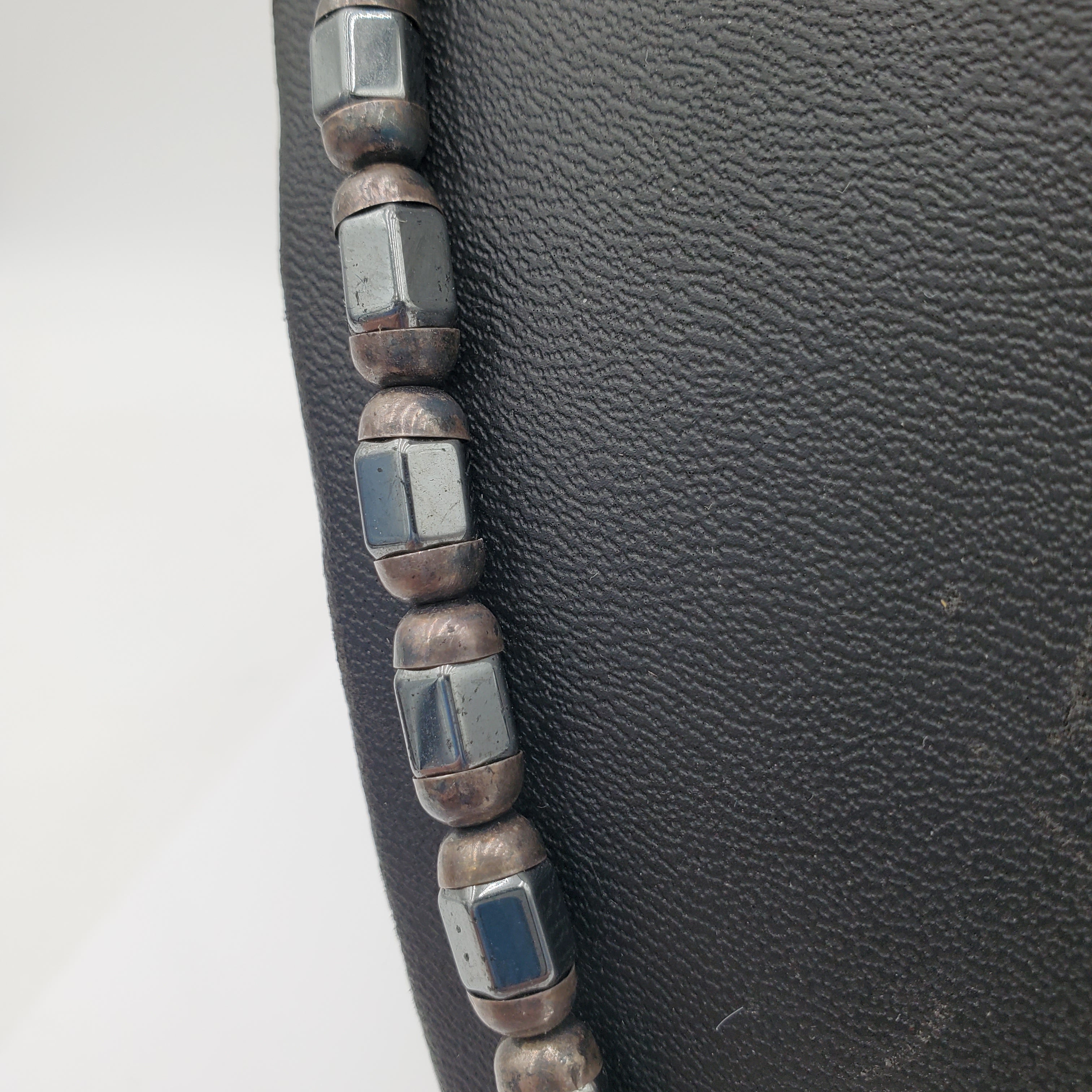 Mexican Vintage Jose Marmolejo Sterling Silver Hematite Necklace-Signed JMS