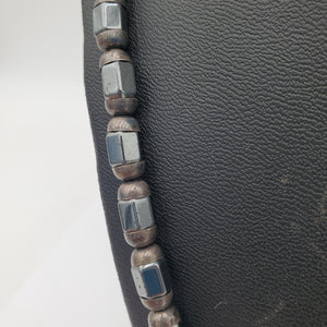 Mexican Vintage Jose Marmolejo Sterling Silver Hematite Necklace-Signed JMS