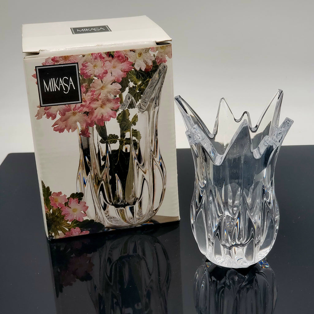 Vintage Mikasa Petite Flame Crystal Bud Vase 4"