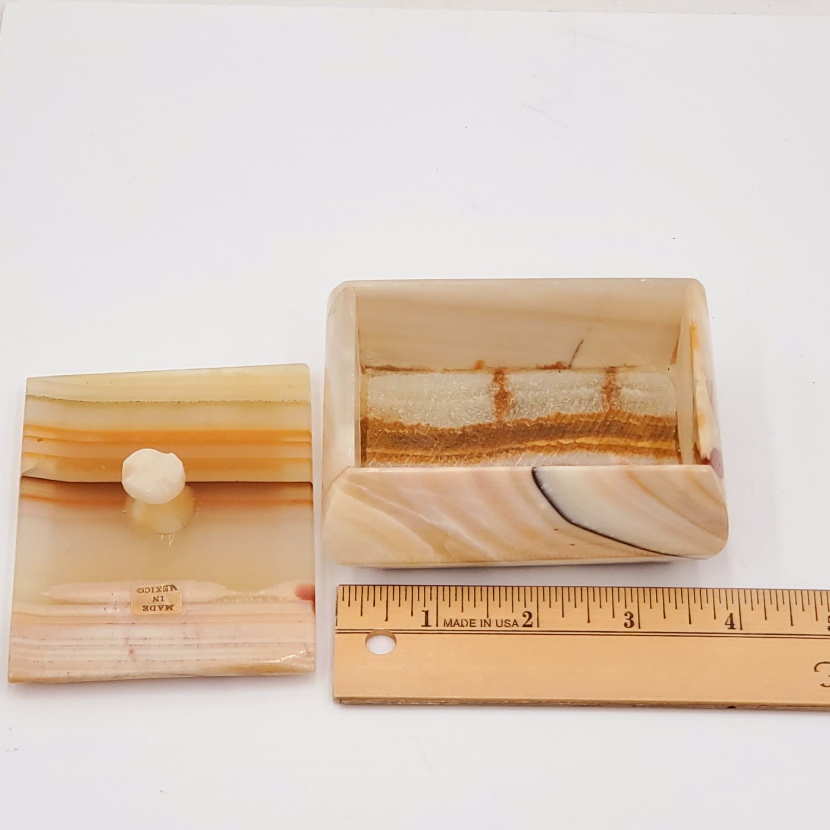 Alabaster Onyx Marble Hand Crafted Jewelry Box with Lid-Made in Mexico