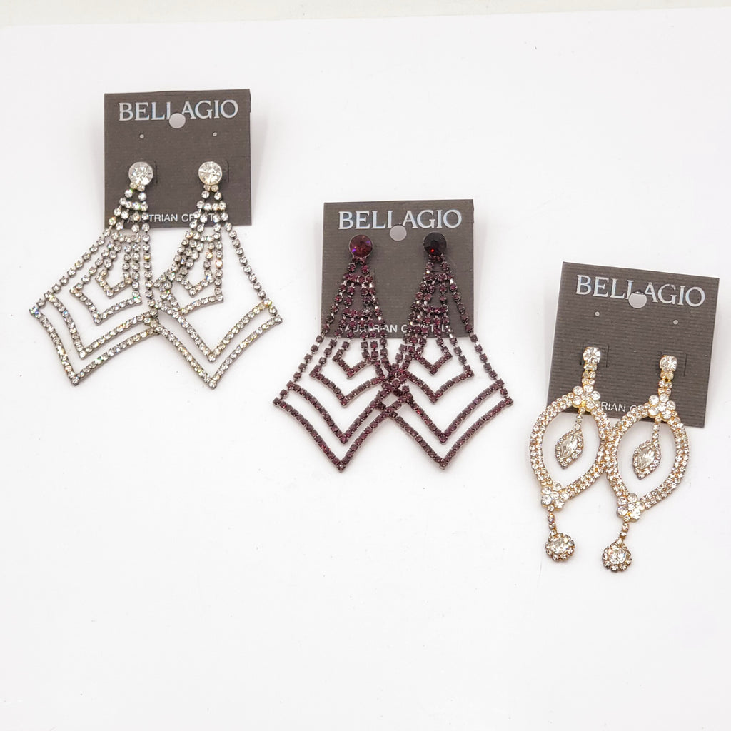 Vintage Bellagio Austrian Crystal Earrings Lot 4