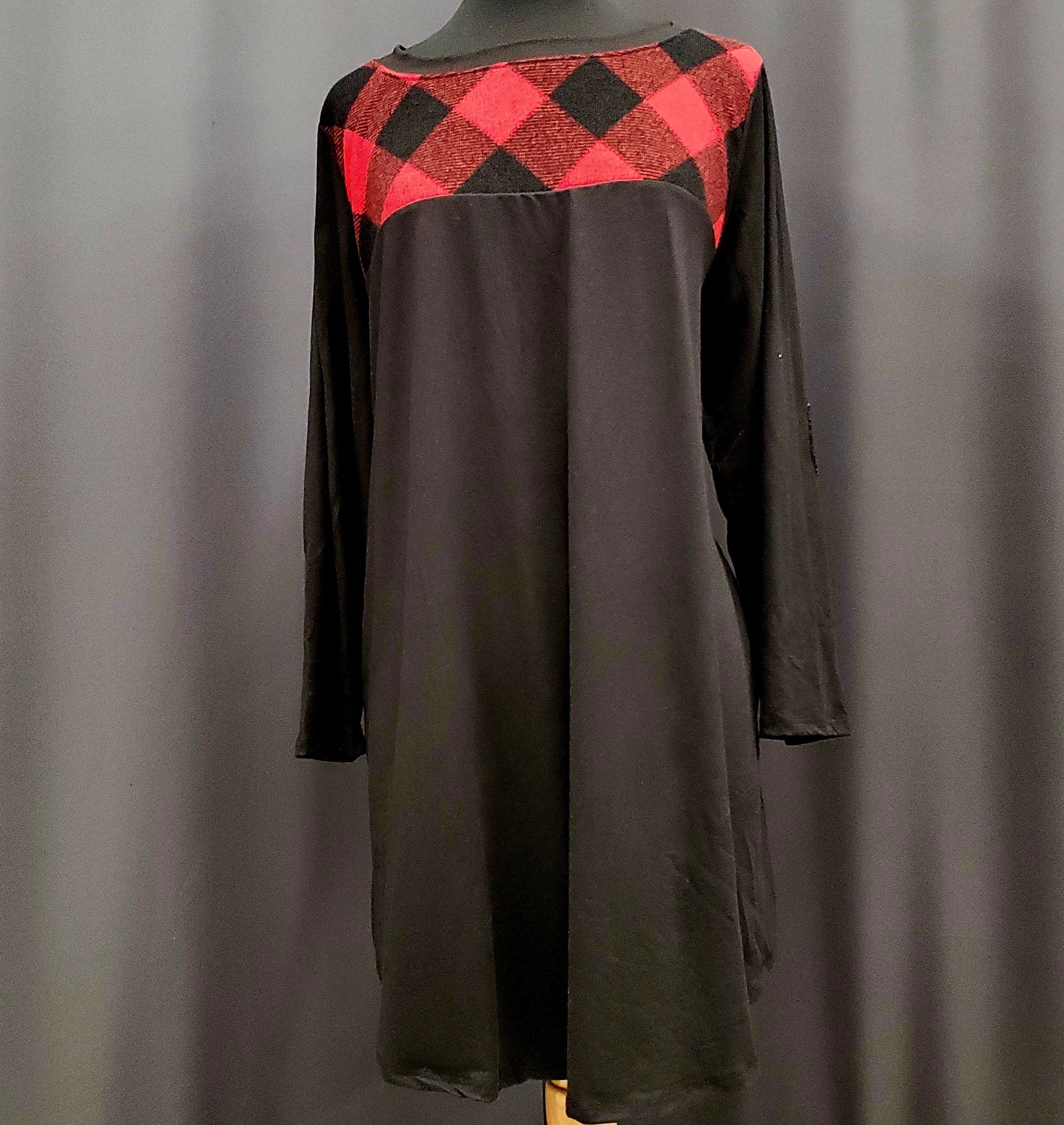 Plus Size Buffalo Red/Black Plaid Dress-(has buttons going down the back) Size-1X