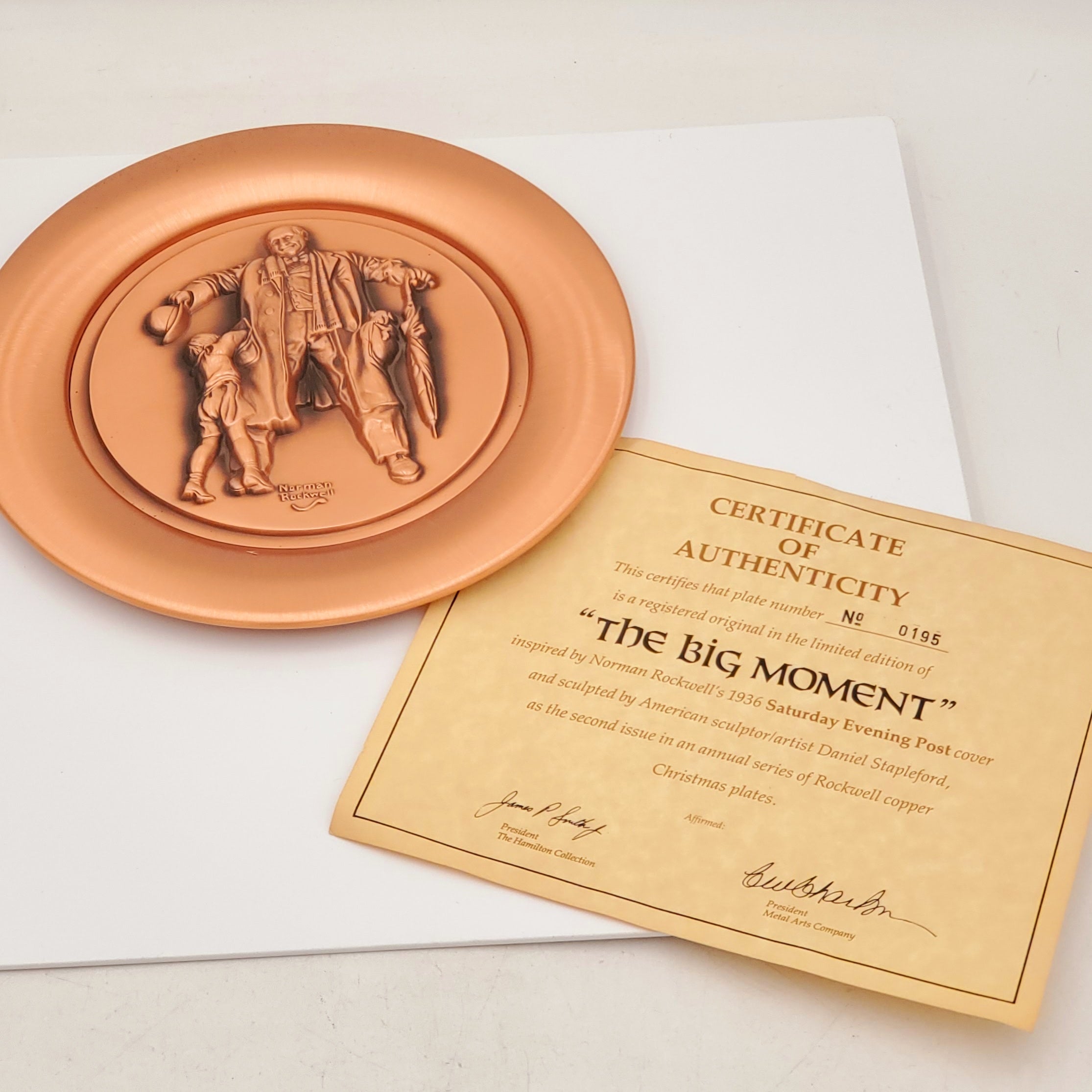 Norman Rockwell "The Big Moment" Solid Burnished Copper Plate-1979