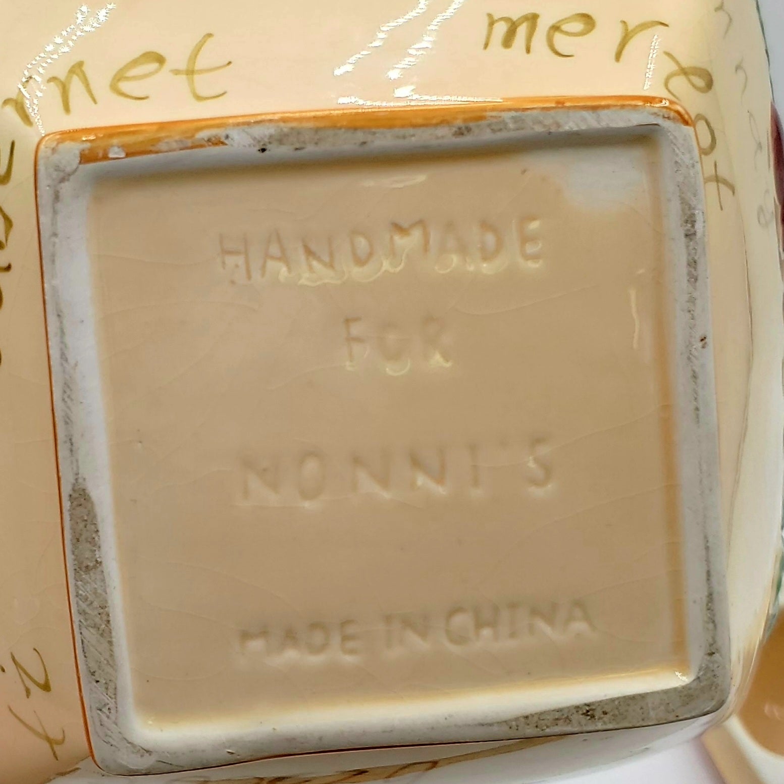 Nonni's Biscotti Cookie Jar Handmade Embossed Written On Canister