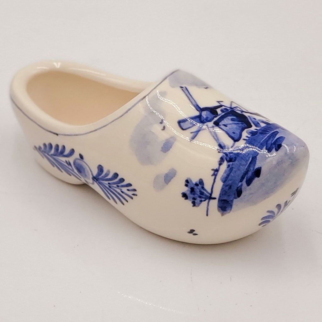 Delft Blue Hand Painted Ceramic Clog Shoe- Made in Holland Dutch Windmill
