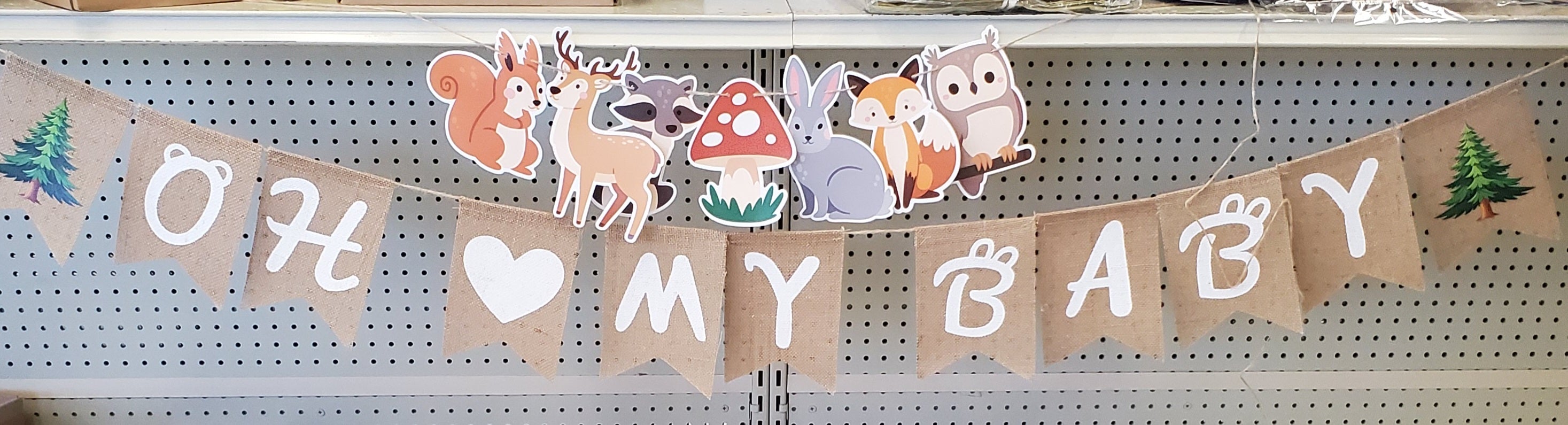 Burlap Baby Shower Banner OH MY BABY Banner and Forrest Animal Banner