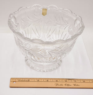 Genuine Hand Cut Lead Crystal Bowl with Etched Flowers- Made in Poland