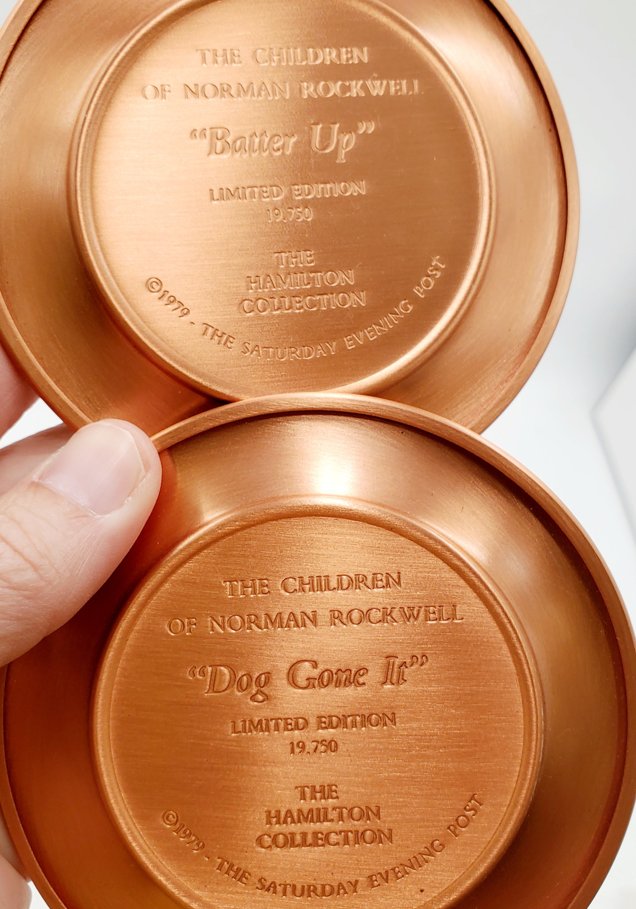 Limited Edition 1979 Vintage Set of 8 Children of Norman Rockwell, Hamilton Collection, Copper Plates