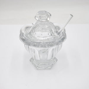 Baccarat Crystal Harcourt Missouri Jam Jar/Condiment Jar with Crystal Serving Spoon