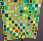 Vintage Handmade Crocheted Colorful Green Afghan 52" x 70"