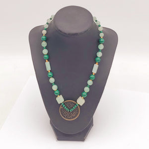 Beautiful Jade Necklace with Chinese Coin Pendant
