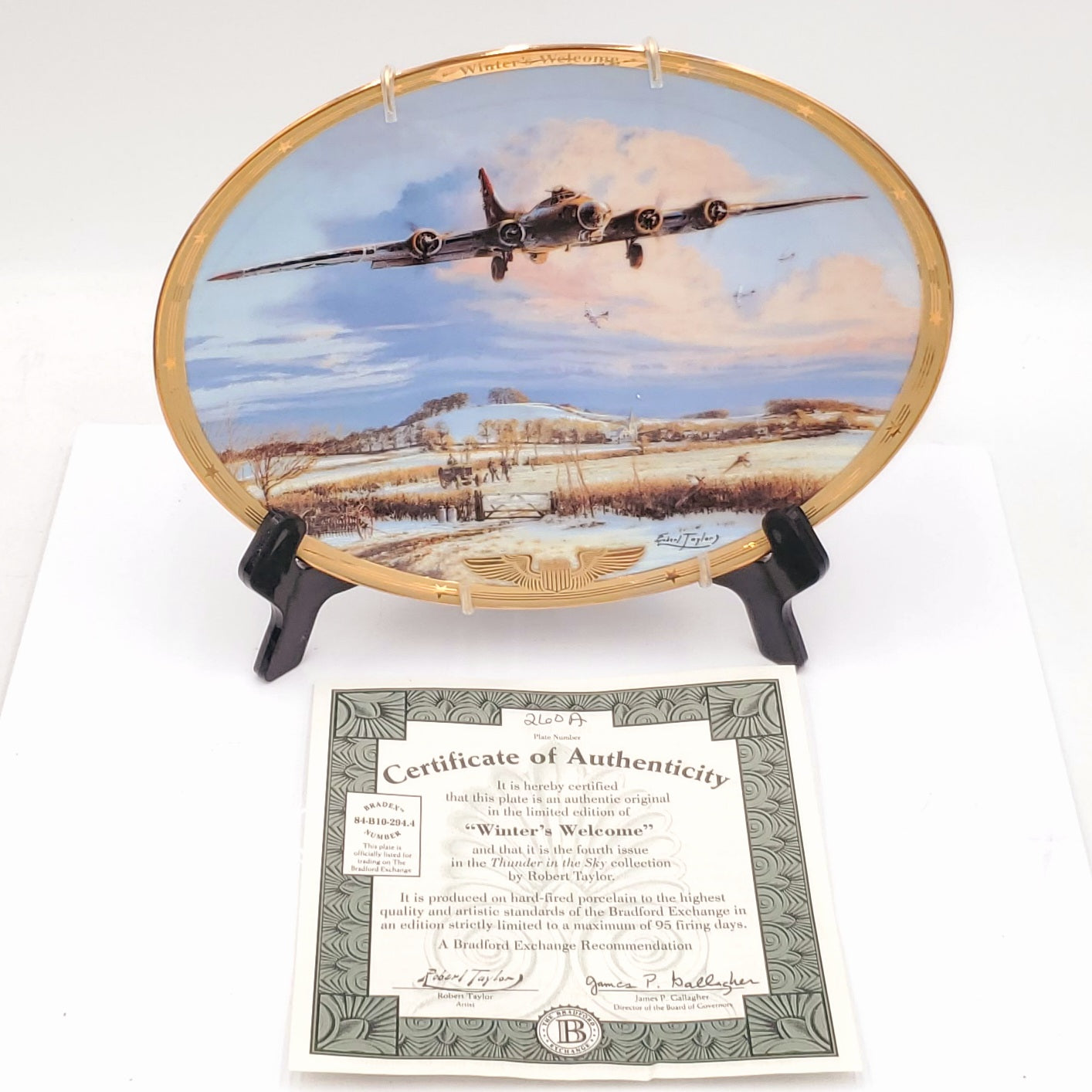 BRADFORD EXCHANGE “Winter's Welcome” Plate WWII Thunder in the Sky Robert Taylor