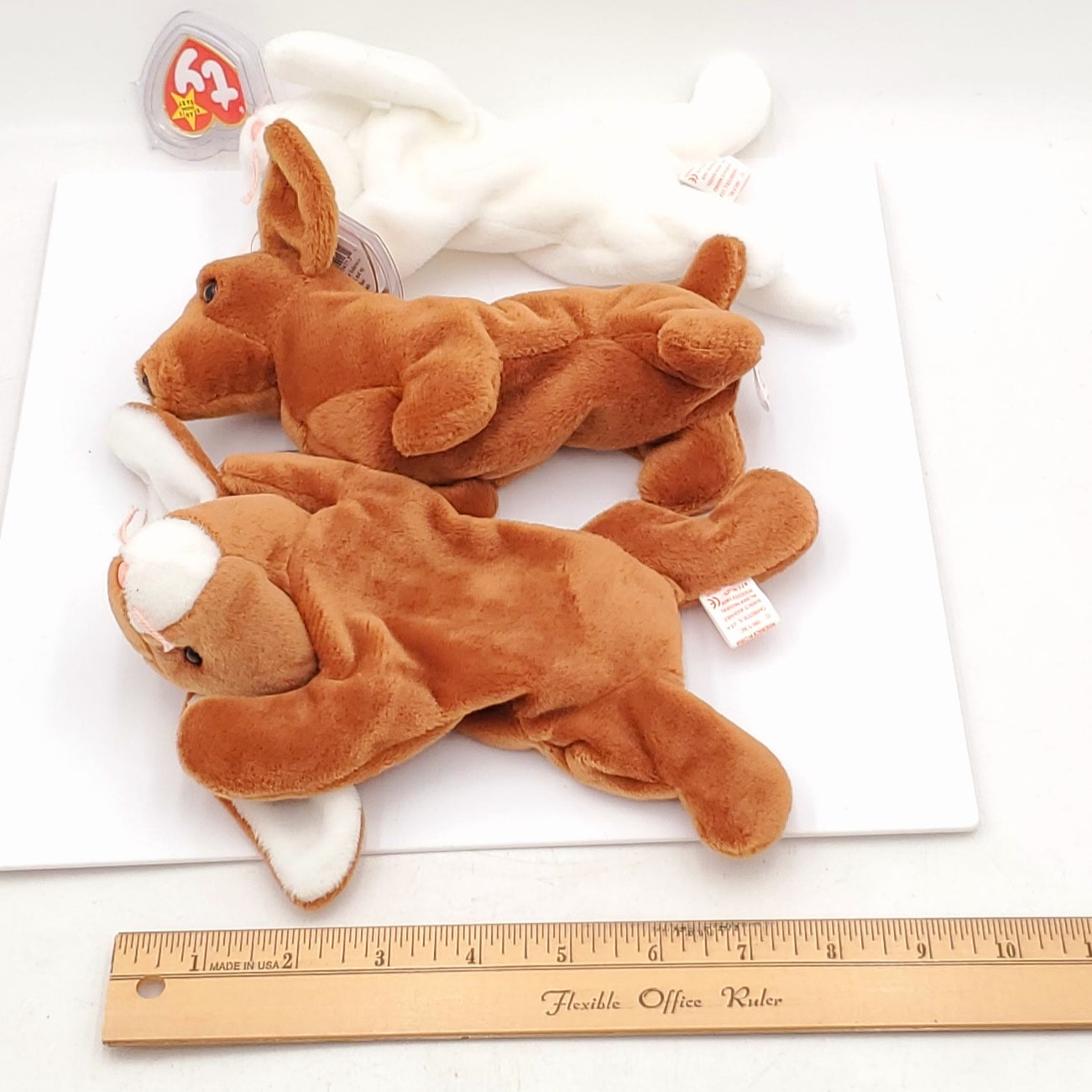 1995 Beanie Babies 3 Pack-Flip the Cat,  Ears the Rabbit and Weenie the Dachshund