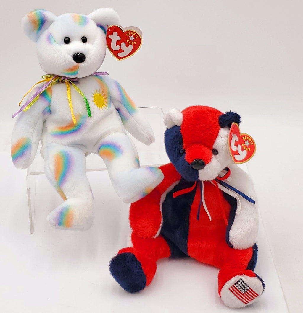 2000 Beanie Babies 2 Pack- Cheery the Sunshine Bear and Patriot the Bear