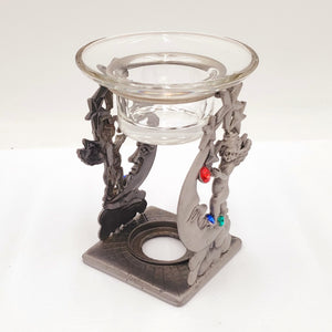 Pewter & Glass Votive Tea Light Candle Holder/Oil Burner Fragrance Warmer 5"