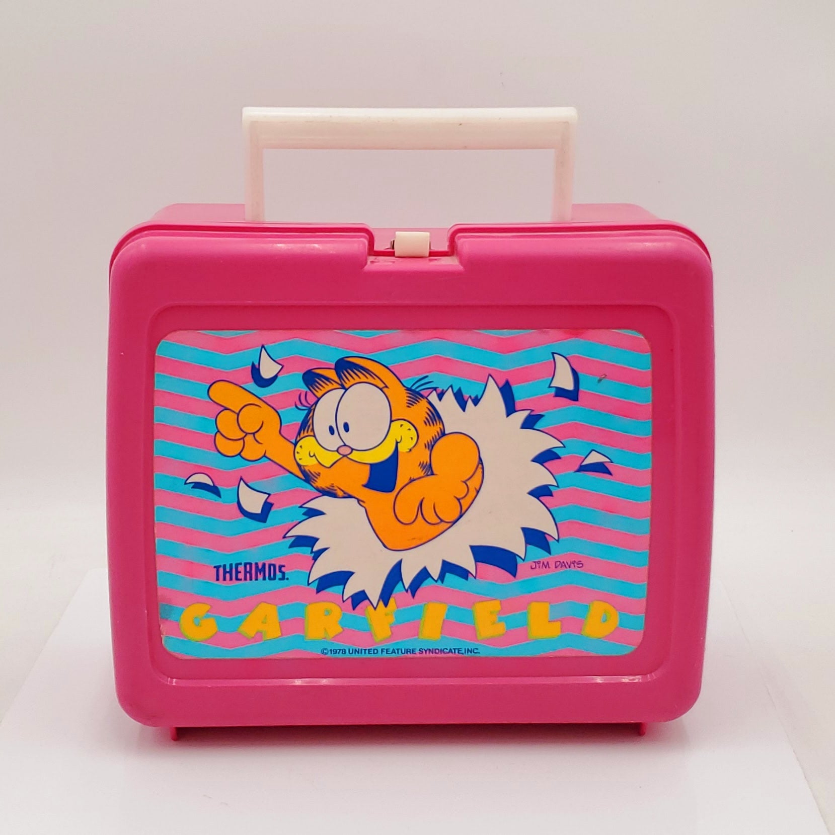 Vintage Plastic Pink Garfield Lunchbox