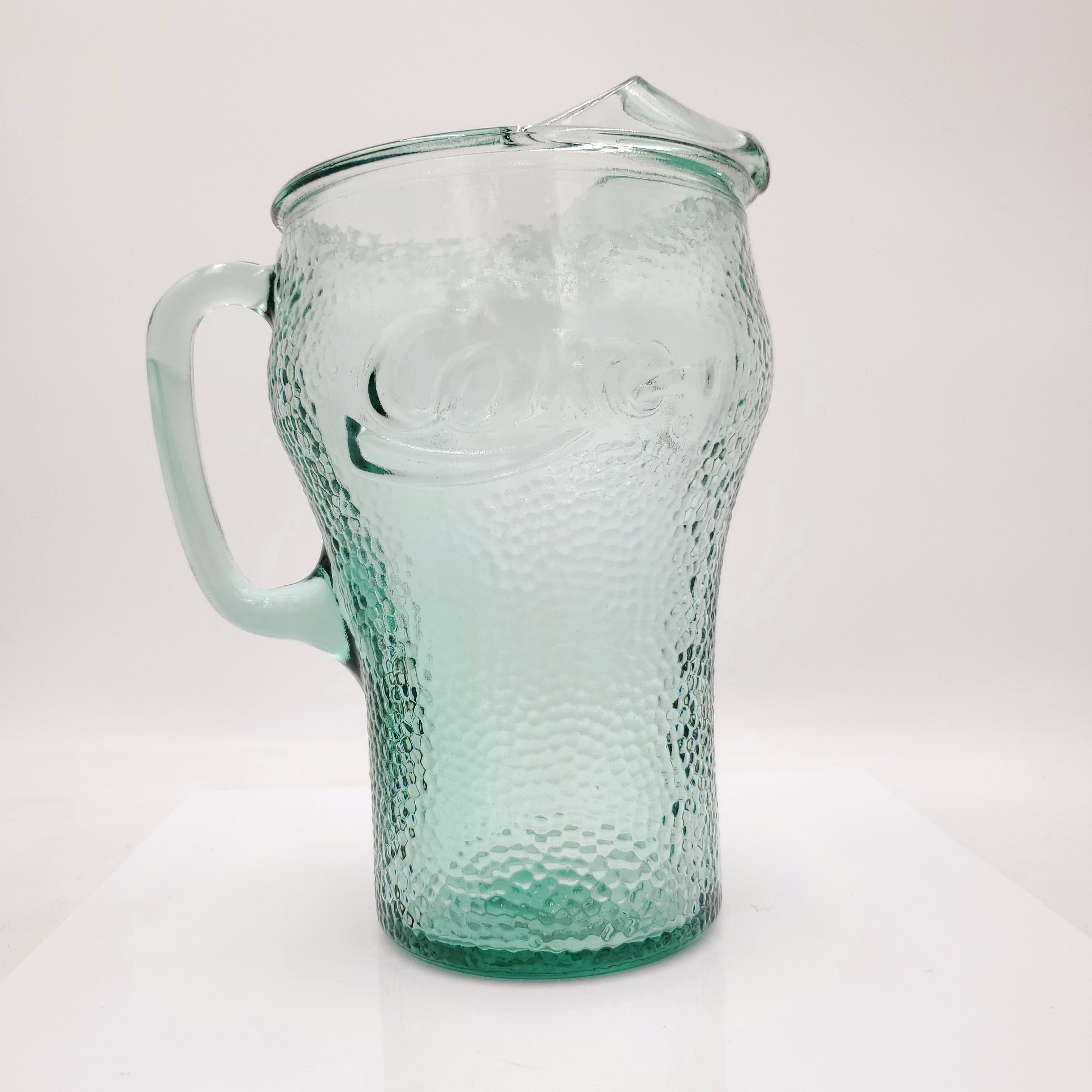 Coca-Cola Green Pebbled Glass Pitcher