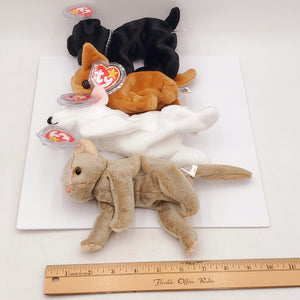 1998 Beanie Babies 2 Pack- Scat the Cat, Butch the White Bull Terrier, Tiny the Chihuahua and Luke the Black Labrador