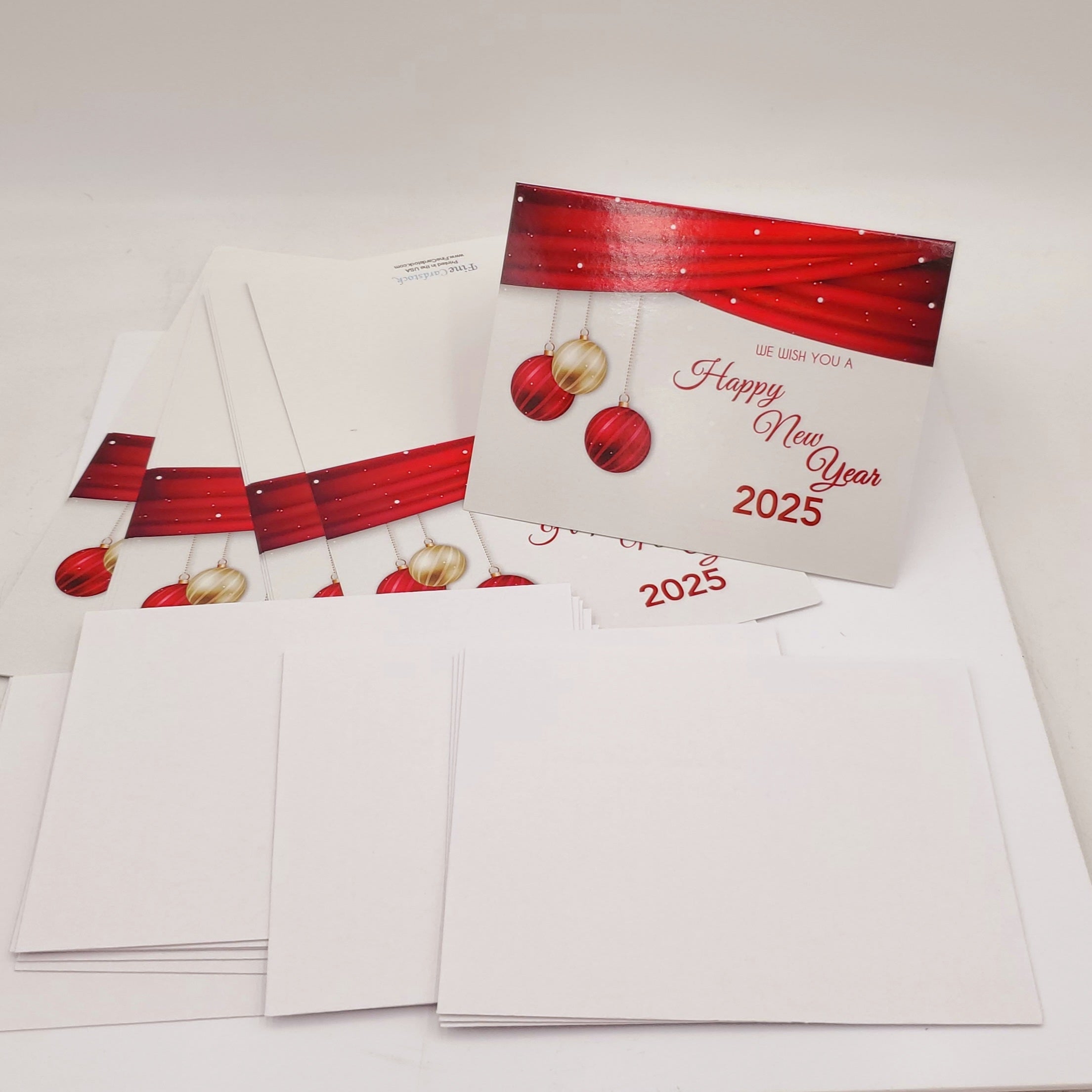 Fine Cardstock 2025 Pack of 10 Happy New Year 2025 Cards and Envelopes- Card is Blank Inside