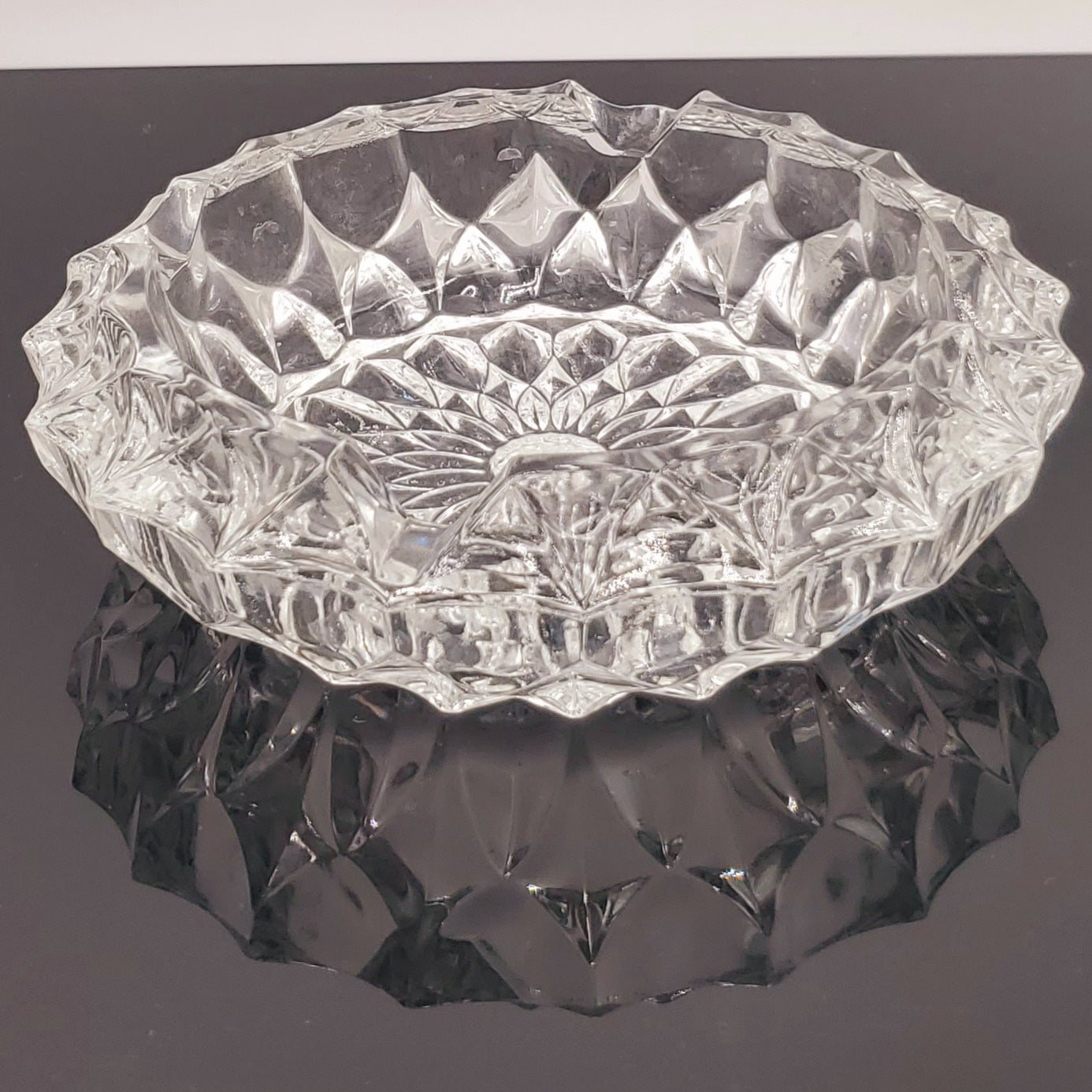 Large Vintage Heavy Crystal Glass Ashtray