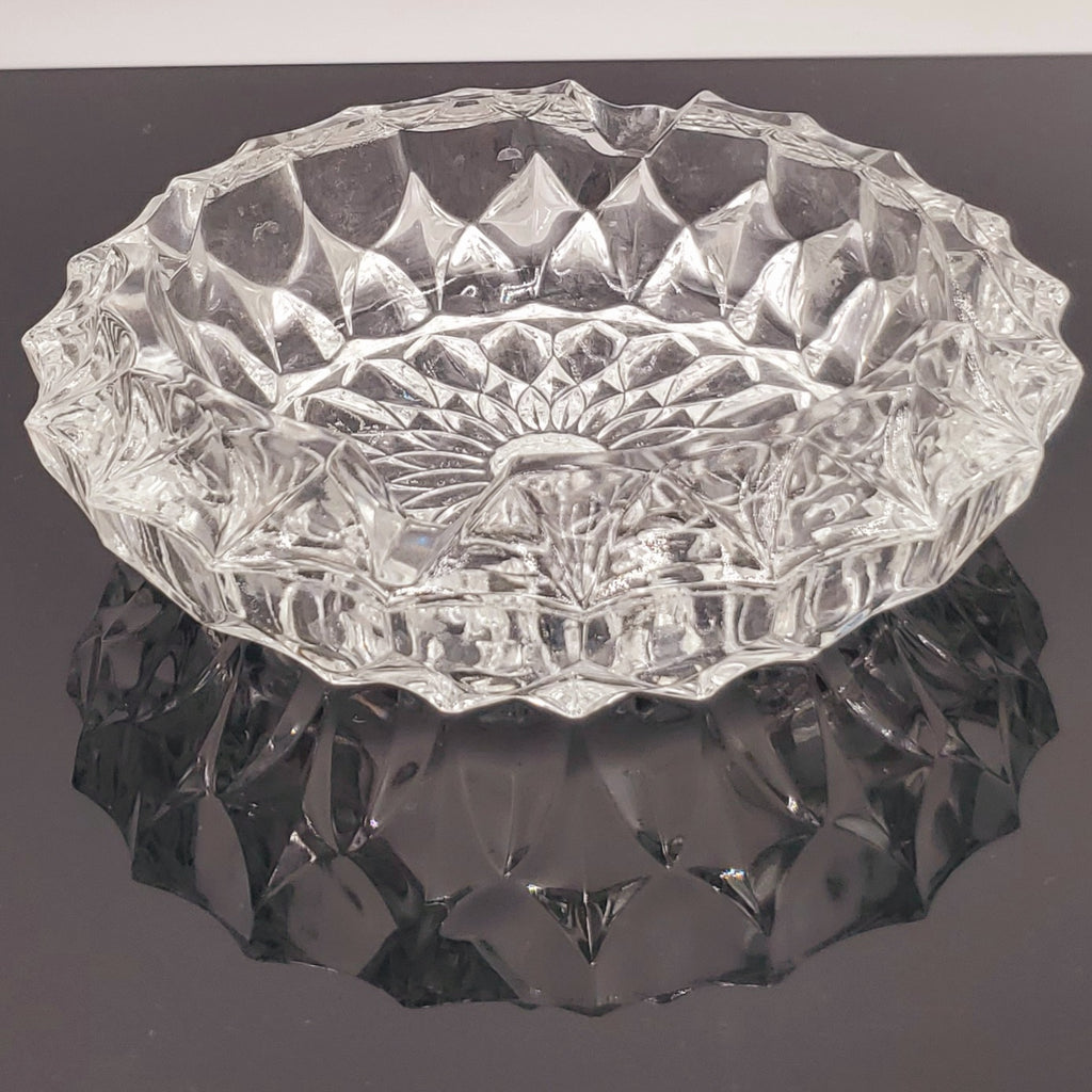 Large Vintage Heavy Crystal Glass Ashtray