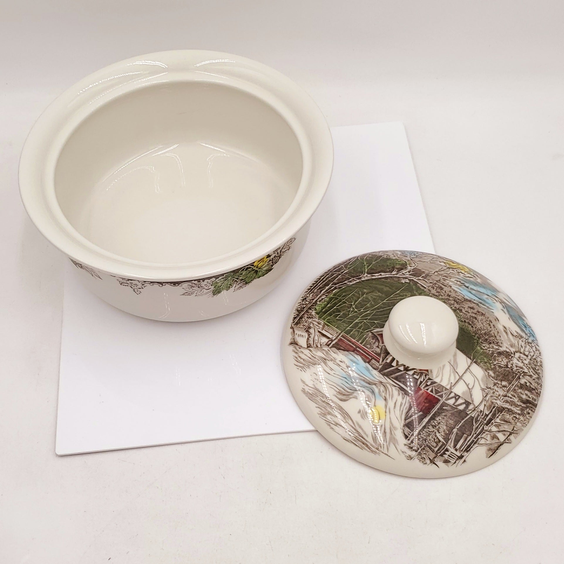 Johnson Brothers Friendly Village Covered Bridge 2 QT Casserole Dish with Lid