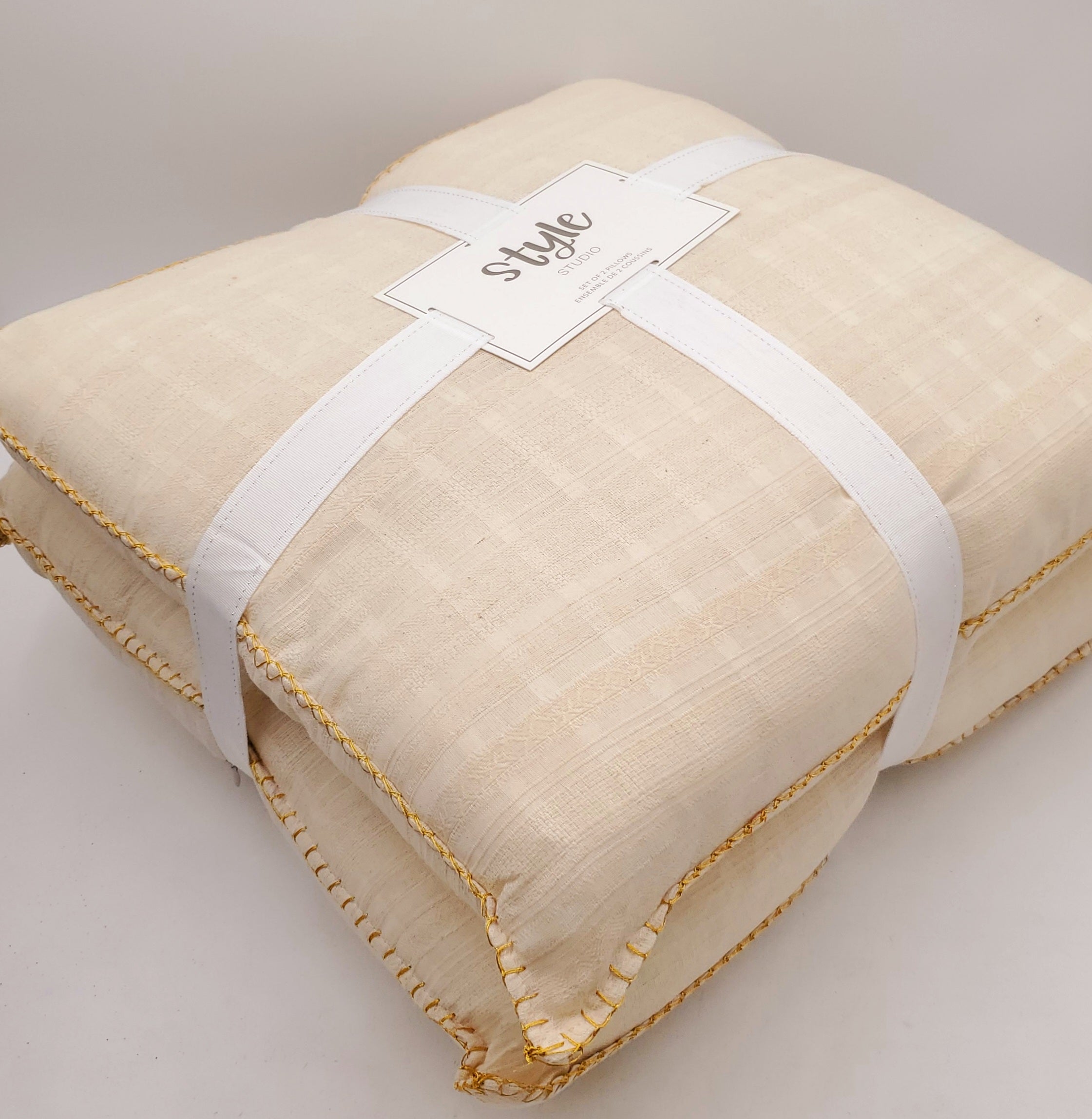 Style Woven Stripe Whipstitch Pillow 20" x 20"-2 Pack