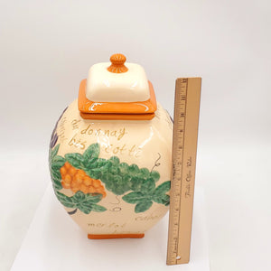 Nonni's Biscotti Cookie Jar Handmade Embossed Written On Canister