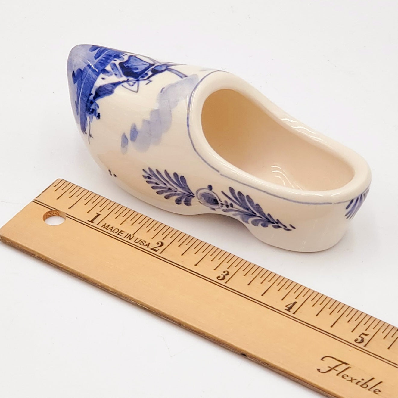 Delft Blue Hand Painted Ceramic Clog Shoe- Made in Holland Dutch Windmill