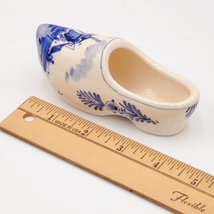 Delft Blue Hand Painted Ceramic Clog Shoe- Made in Holland Dutch Windmill