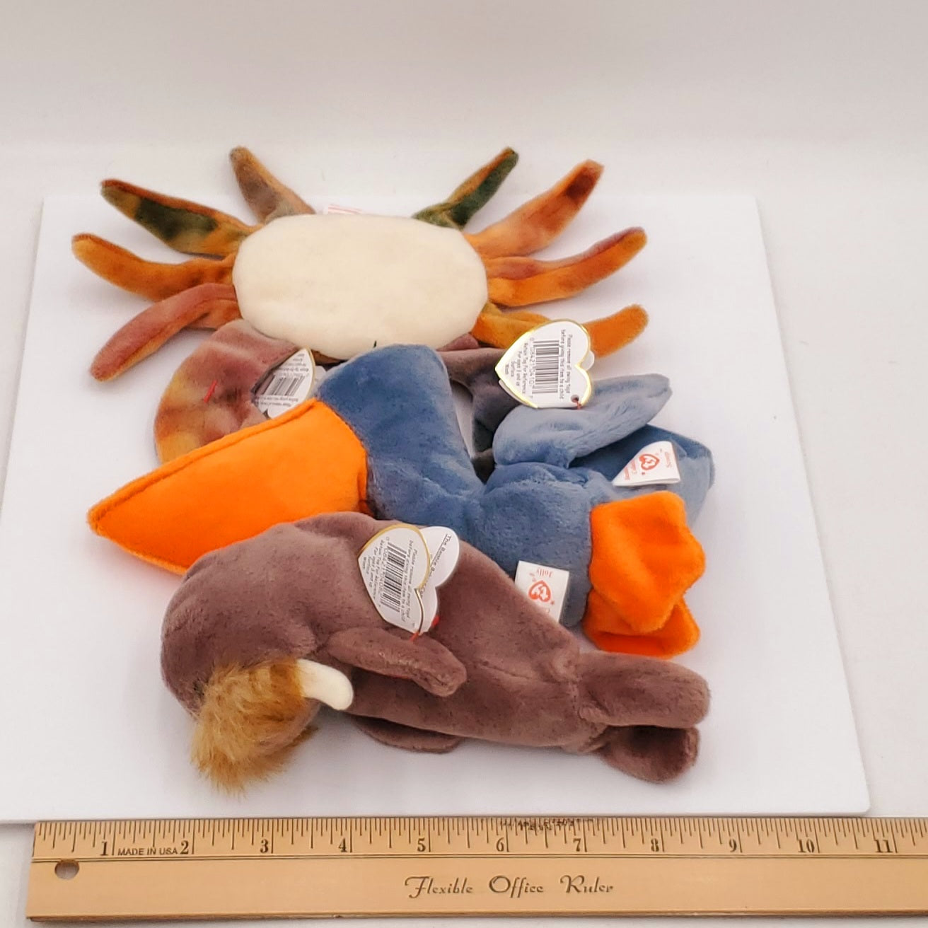 1996 Beanie Babies 3 Pack-Scoop the Pelican, Jolly the Walrus and Claude the Crab