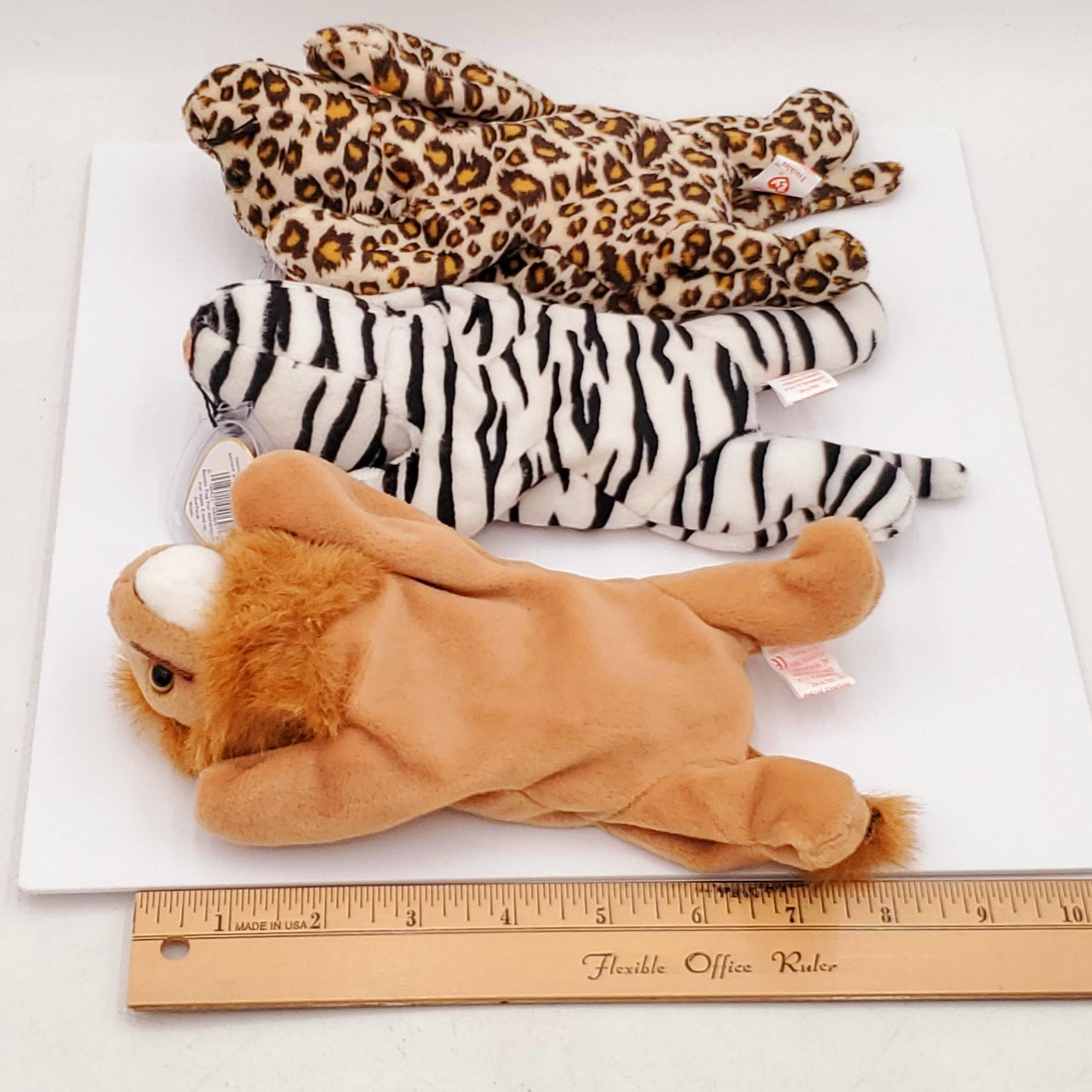 1996 Beanie Babies 3 Pack-Freckles the Leopard, Blizzard the White Tiger and Roary the Lion